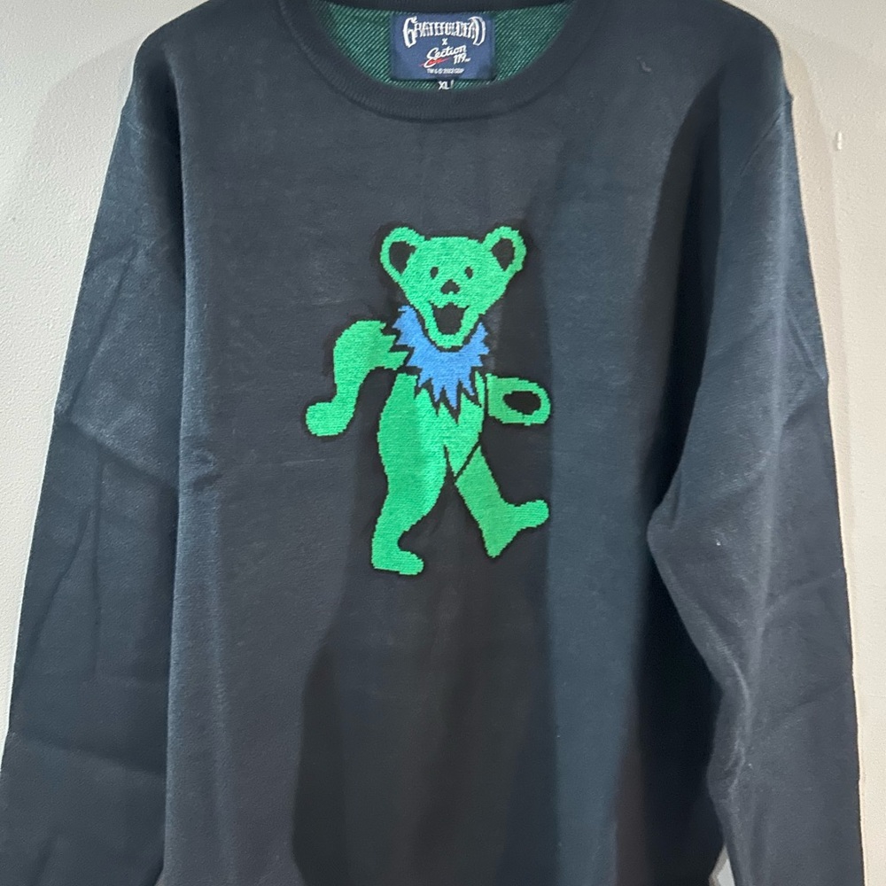 Grateful Dead Navy and Green Knit Sweater with Dancing bear